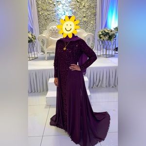 Modest purple sequin dress
